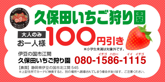 いちご狩り割引券100円引き